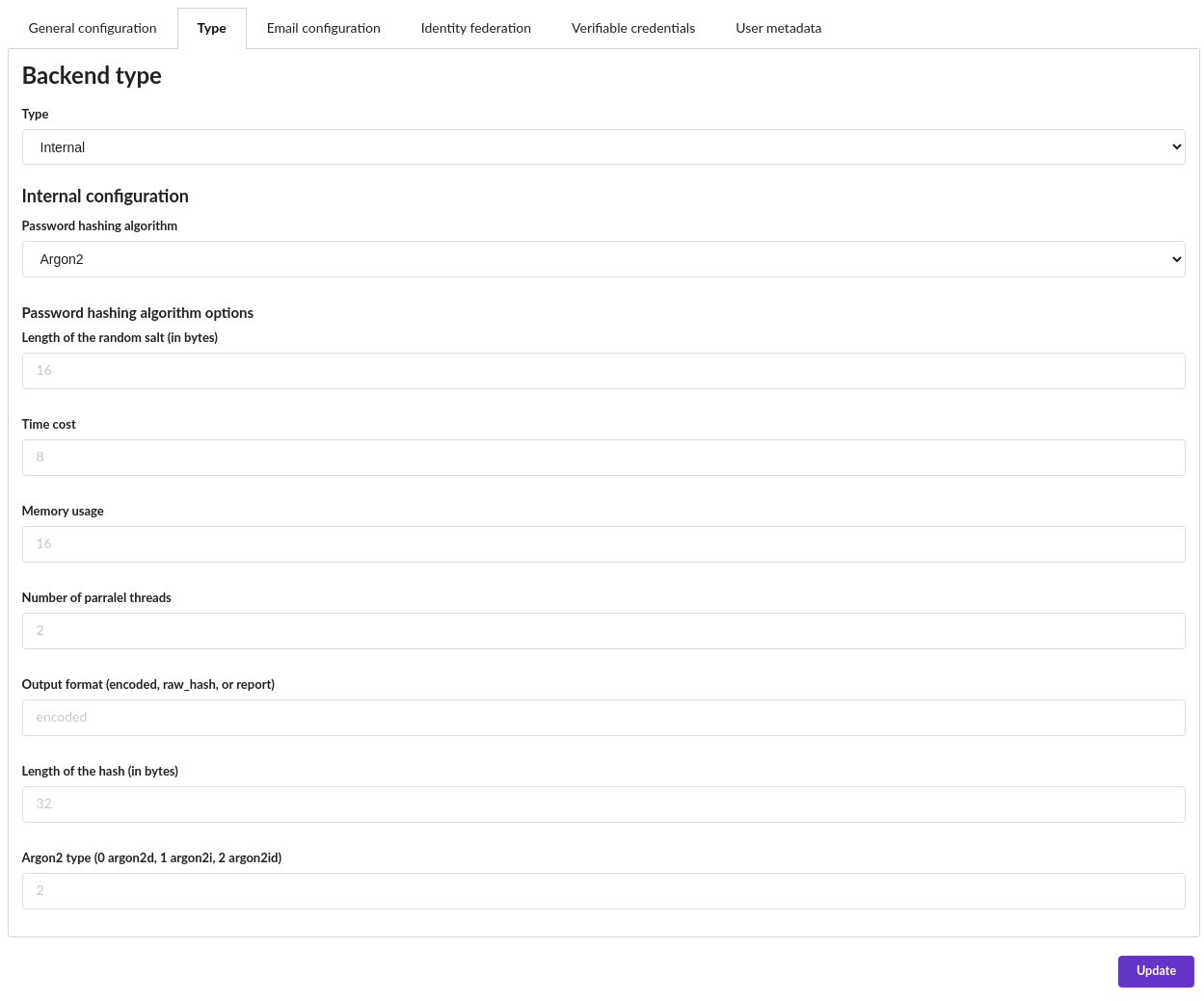 backend form