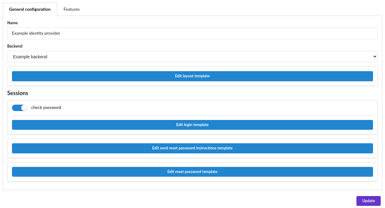 identity provider form