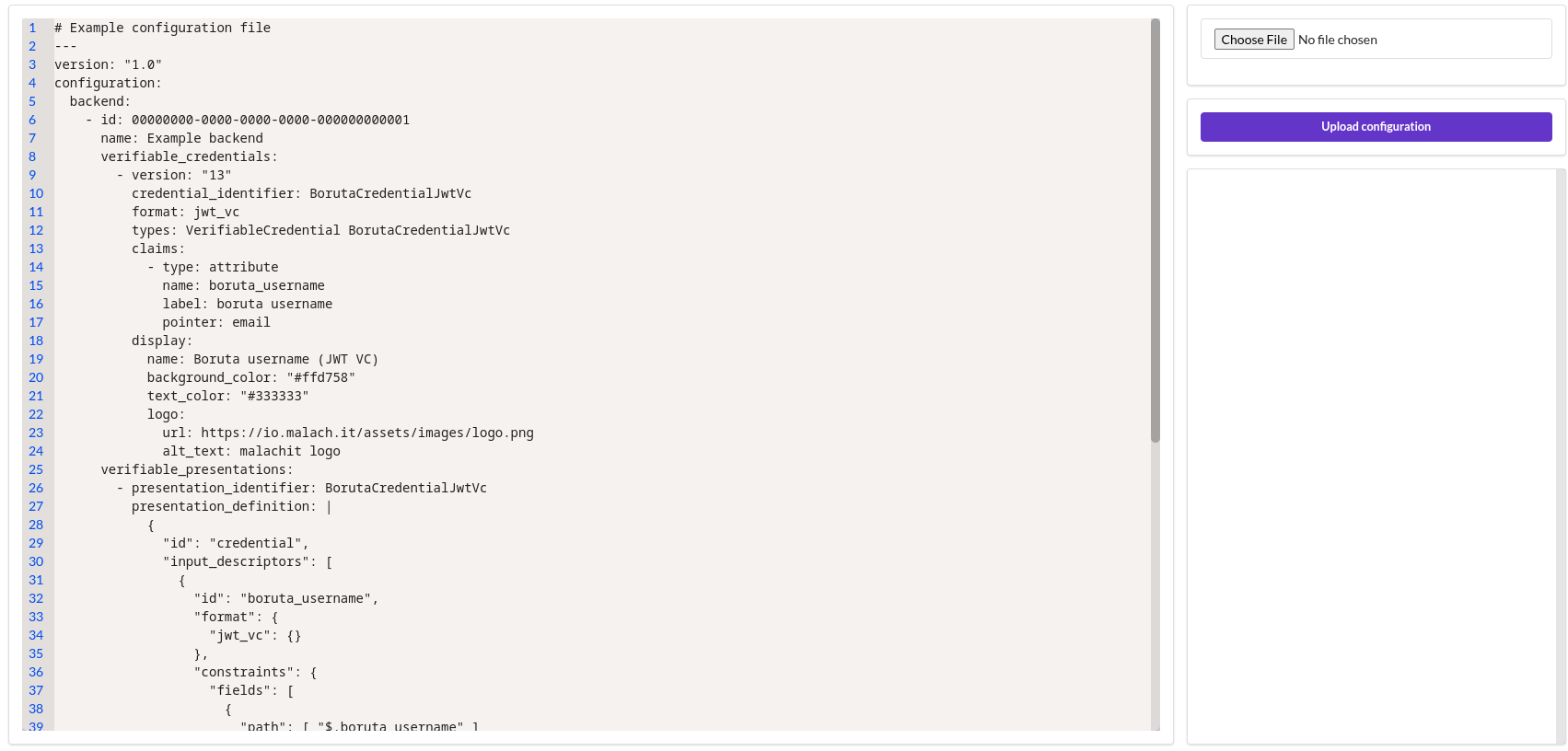 upload configuration file view