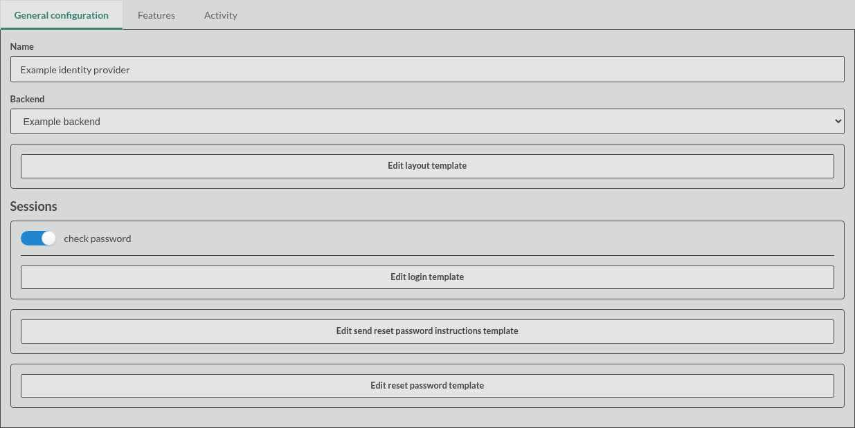 identity provider form